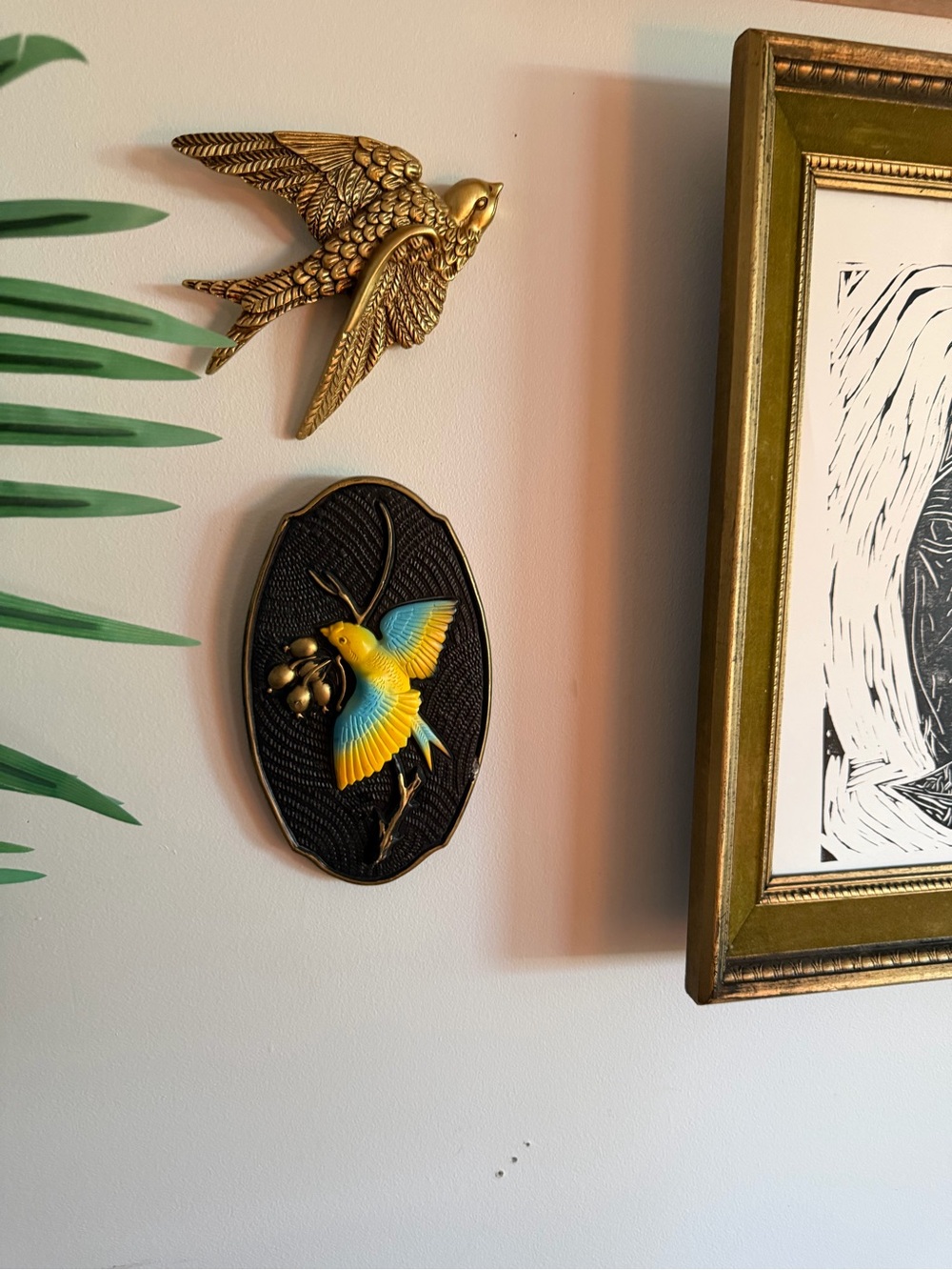 Vintage Miller Studio Decorative Yellow and Blue Bird Wall Plaque - Chalkware
